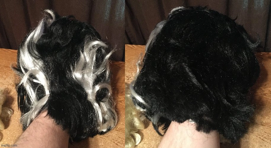 LOT OF 4 WOMEN'S WIGS BLOND BLACK CURLY BLACK & WHITE BRIDE OF F - photo 4