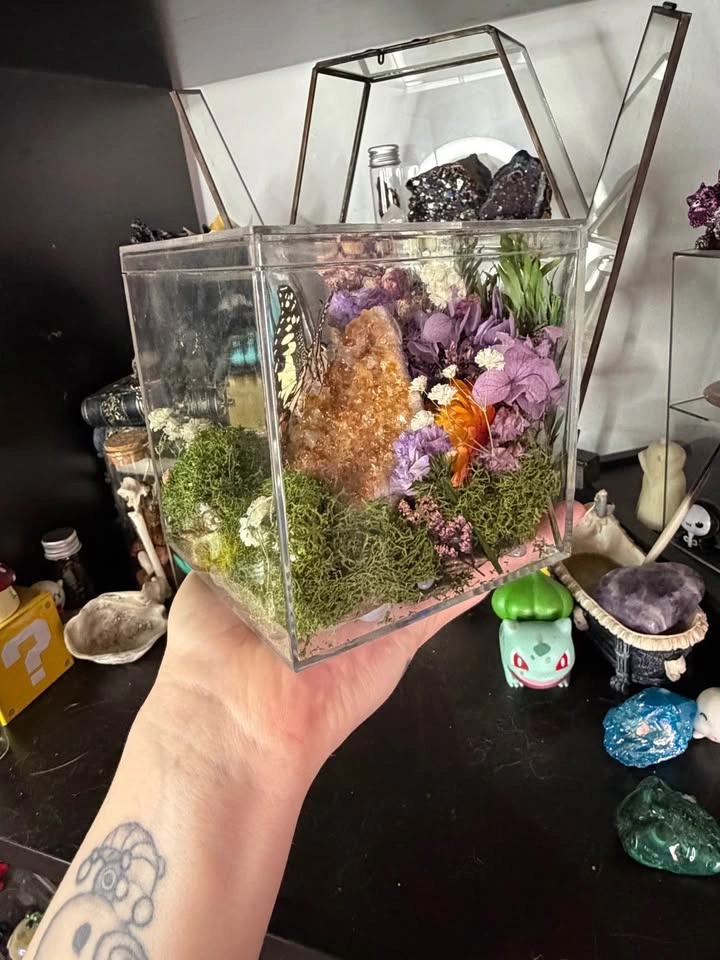 Citrine Crystal with Butterfly Terrarium - photo 2