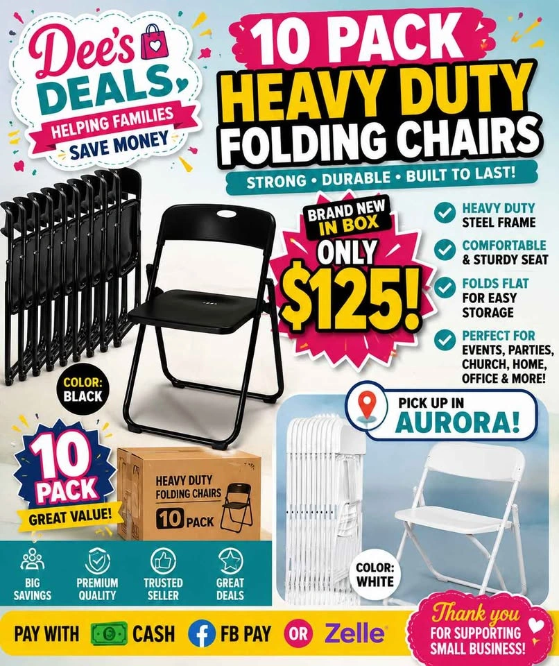 10 Pack Heavy Duty Folding Chairs - BRAND NEW IN BOX! - photo 2
