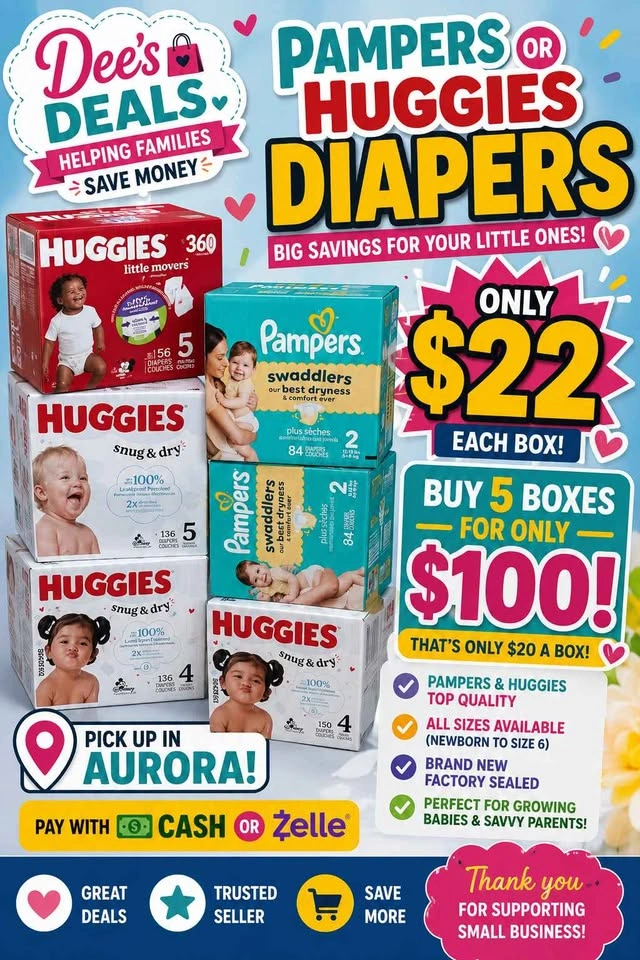 Huggies or Pampers Diapers $22 a box or 5 boxes for $100 - photo 2