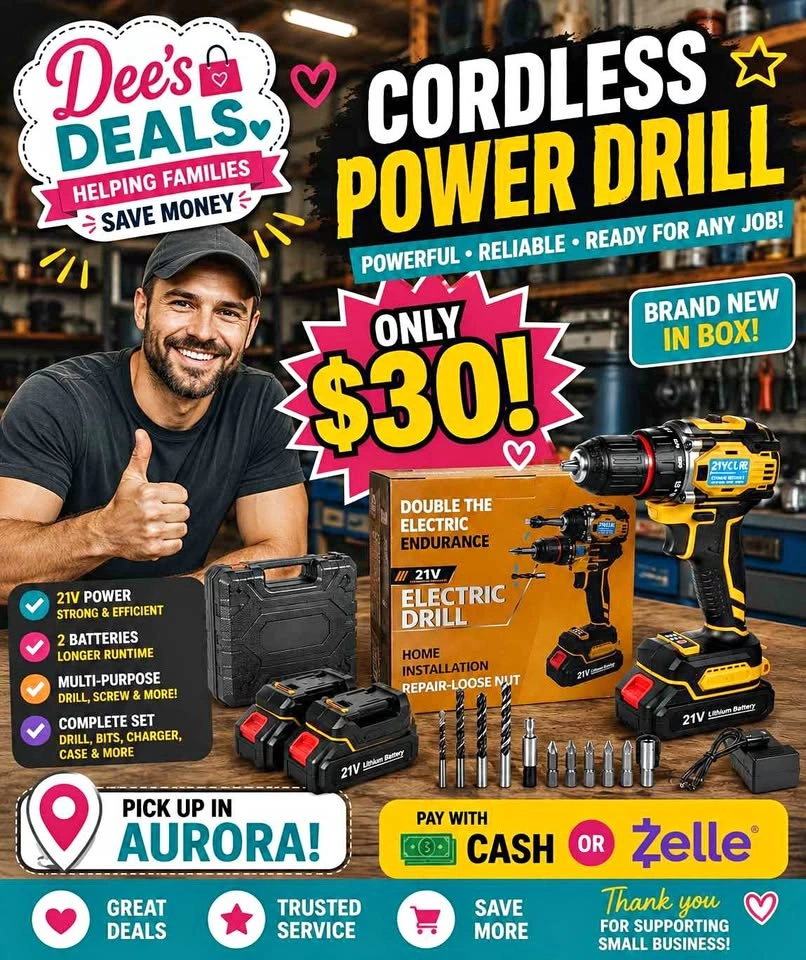 Cordless Power Drill Set - New in Box!