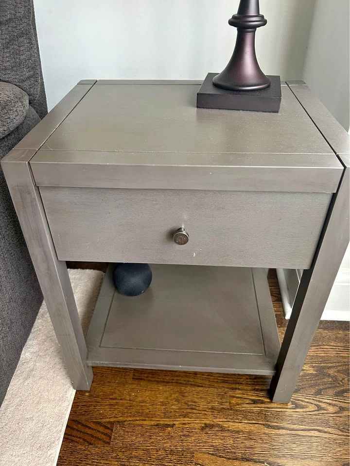Two Grey Side Tables with Drawer
