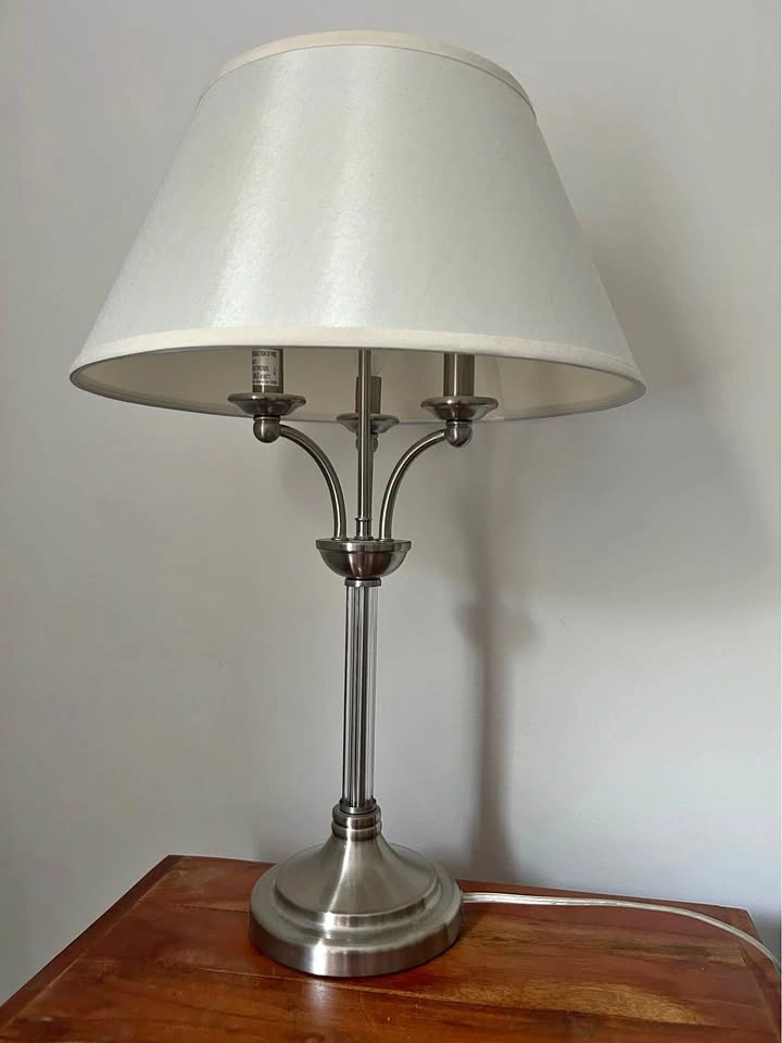 Two Silver & Glass Table Lamps (Pair)