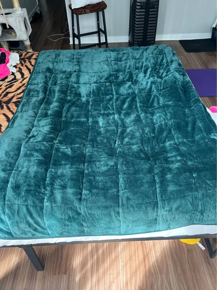 Bottle moss green turquoise weighted blanket velvet sherpa soft - photo 3