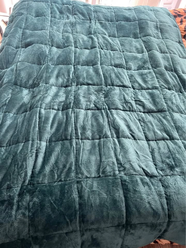 Bottle moss green turquoise weighted blanket velvet sherpa soft - photo 4