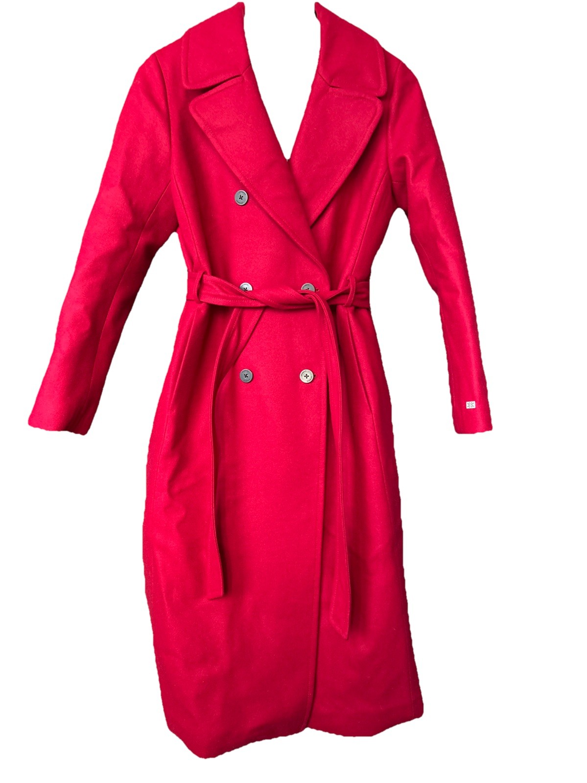 SOIA & KYO Ines Scarlet Belted Wool Coat - Size M - photo 3