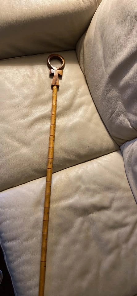 Bamboo Walking Stick with Ankh Carved Handle - photo 2