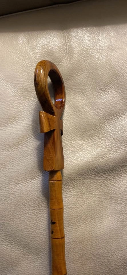 Bamboo Walking Stick with Ankh Carved Handle - photo 4