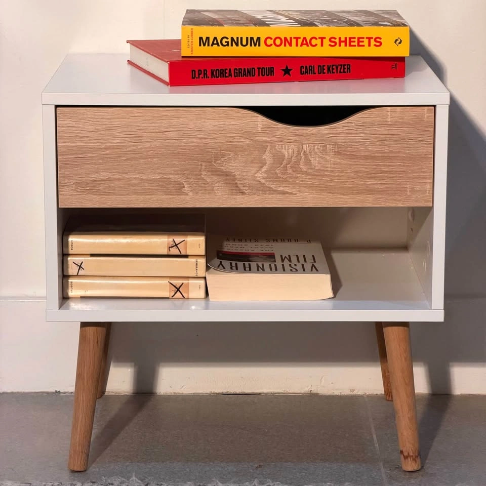 Midcentury Modern Style Nightstand with Drawer and Shelf + wood - photo 2