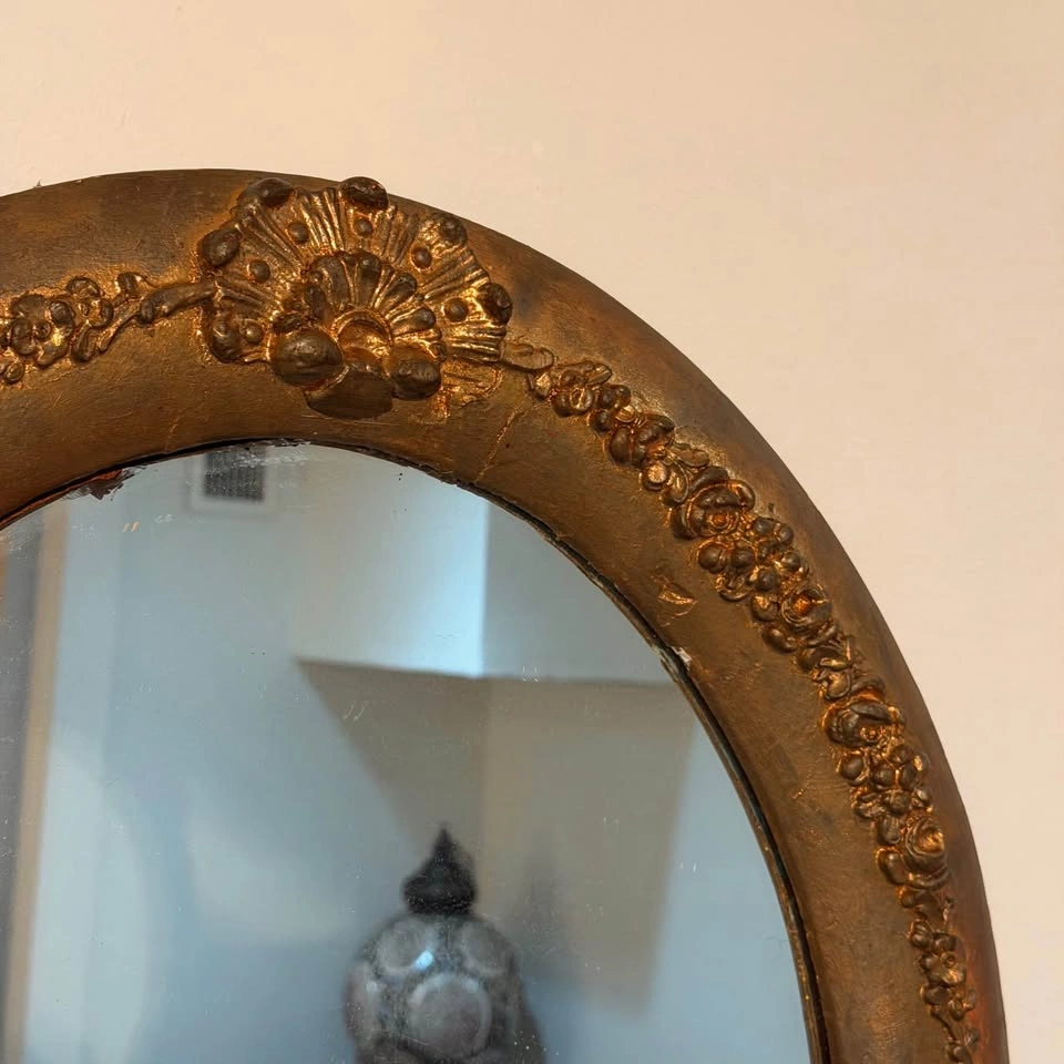 Vintage Oval Ornate Gold Mirror - photo 3