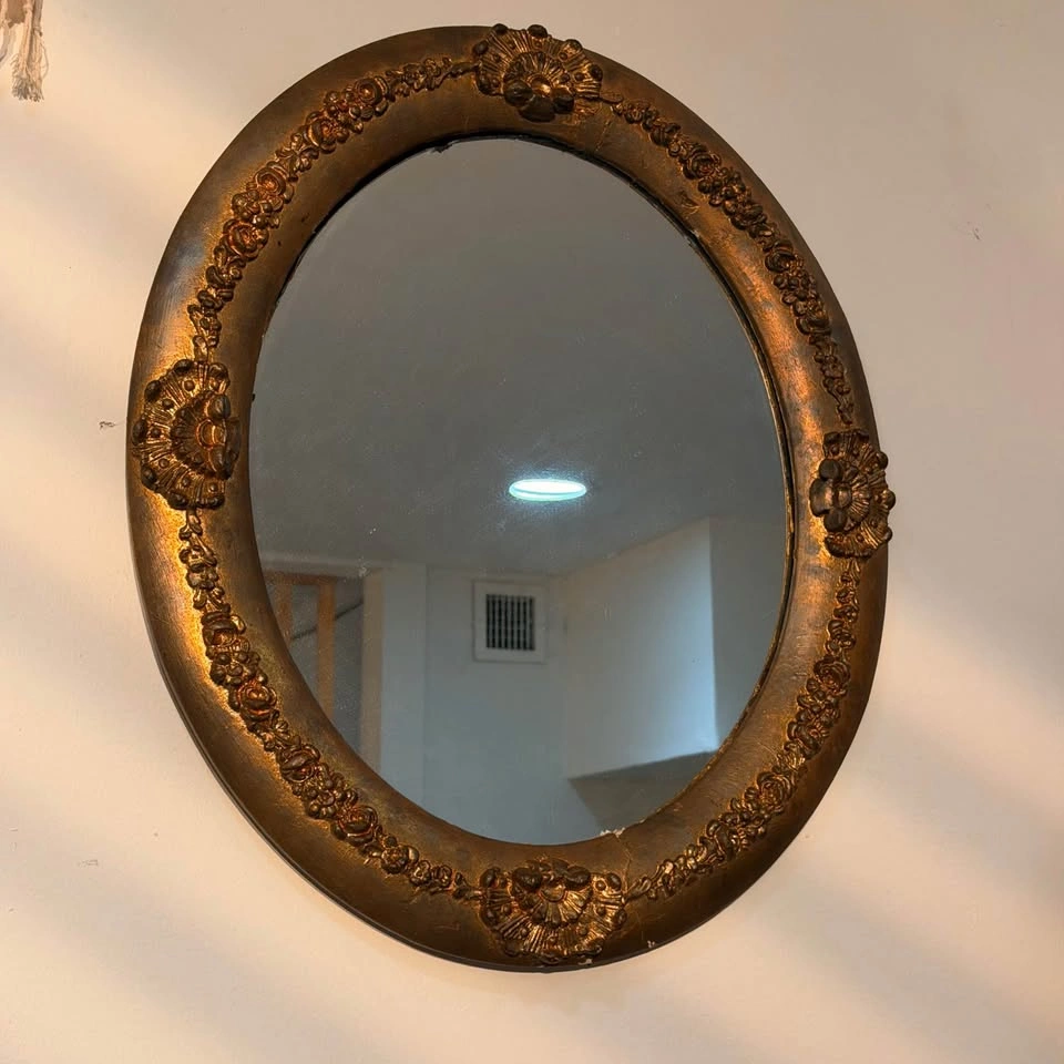 Vintage Oval Ornate Gold Mirror - photo 5