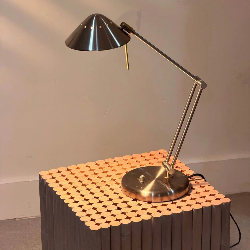 Vintage Silver and Gold Metal Architect Lamp - photo 2