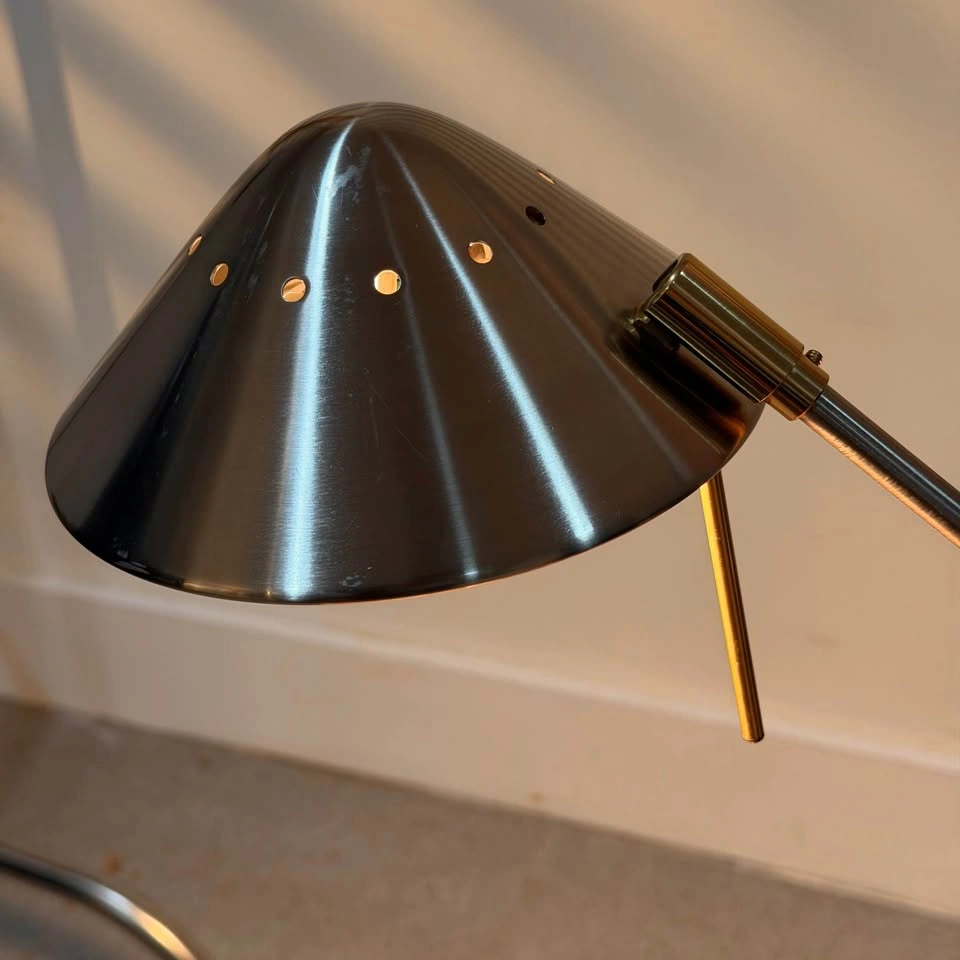 Vintage Silver and Gold Metal Architect Lamp - photo 5