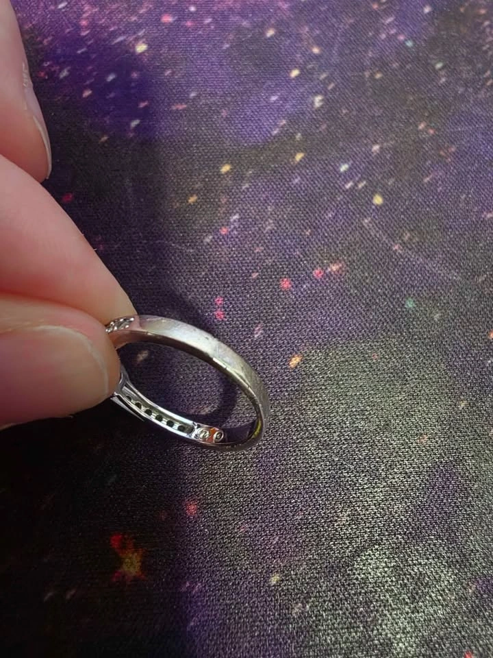 Silver Round Cut Solitaire Ring with Pave Band - photo 3