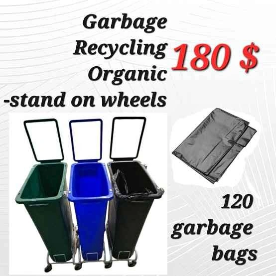 🇨🇦  Garbage bins with mobile stand + garbage bags