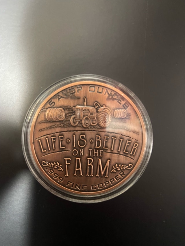 5 oz Copper Coin - Love thy Farmer - photo 2