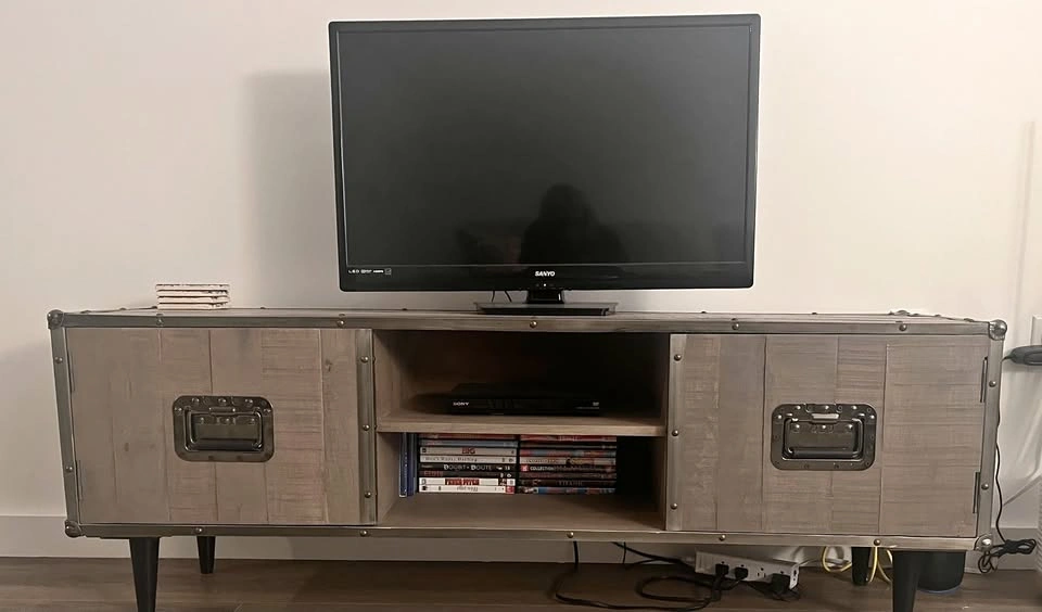 Solid Wood TV Stand - Gray Wash