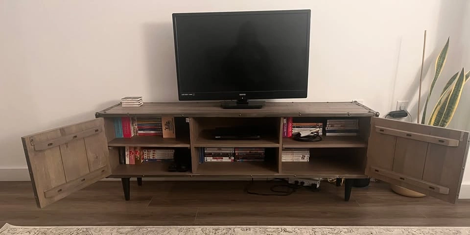 Solid Wood TV Stand - Gray Wash - photo 3