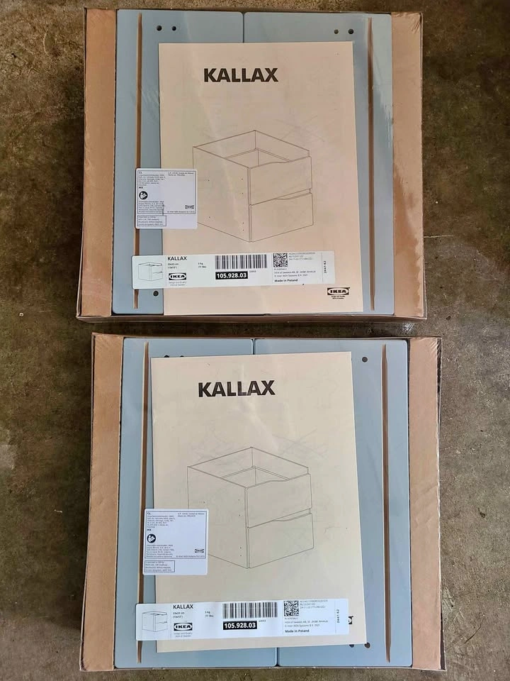IKEA KALLAX 2-Drawer Inserts Wave Shaped Light Gray-Blue (2)