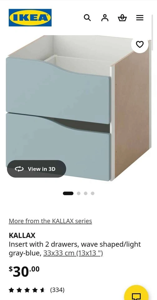 IKEA KALLAX 2-Drawer Inserts Wave Shaped Light Gray-Blue (2) - photo 3