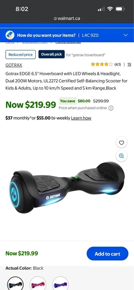 Gotrax Trinity 6.5" Bluetooth Hoverboard - Open Box