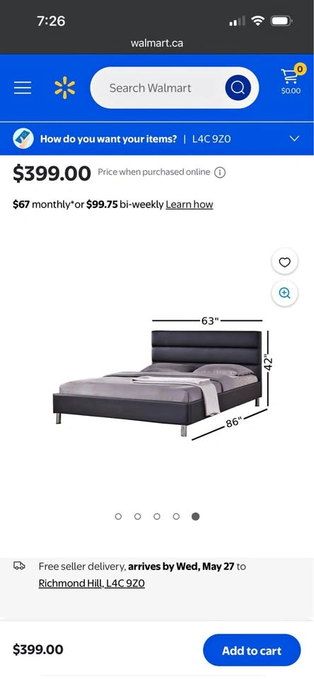BRAND NEW Queen Size Platform Bed Frame - Black Faux Leather