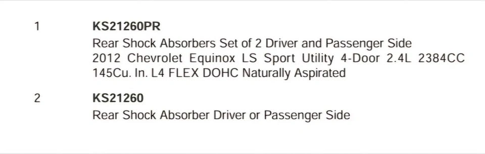 Shock Absorbers for 2012 Chevrolet Equinox - photo 4