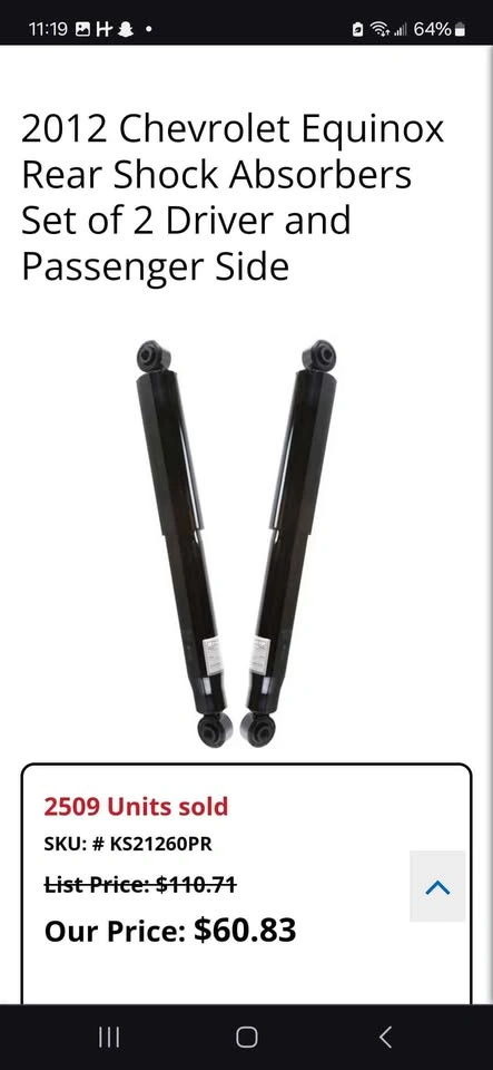 Shock Absorbers for 2012 Chevrolet Equinox - photo 5