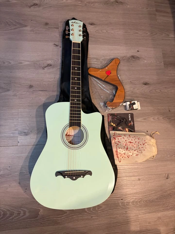 ADM Light Blue Acoustic Guitar with Accessories - photo 2
