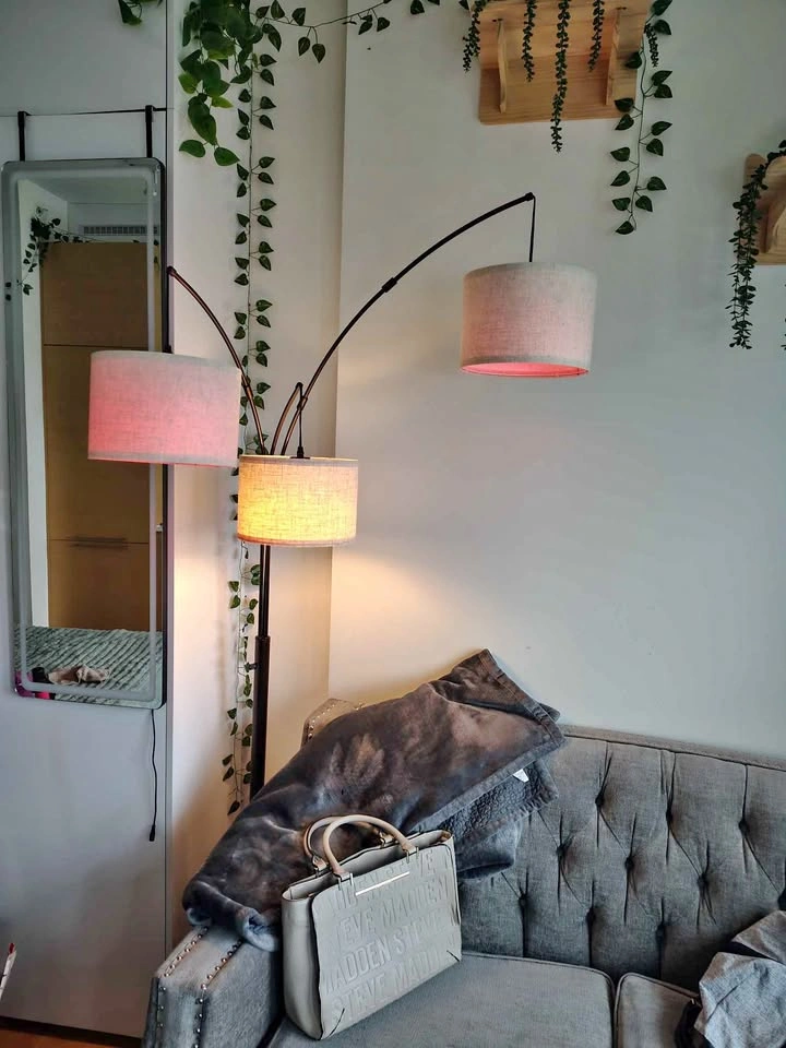 Modern 3-Arm Arc Floor Lamp + 3 Alexa Smart Bulbs