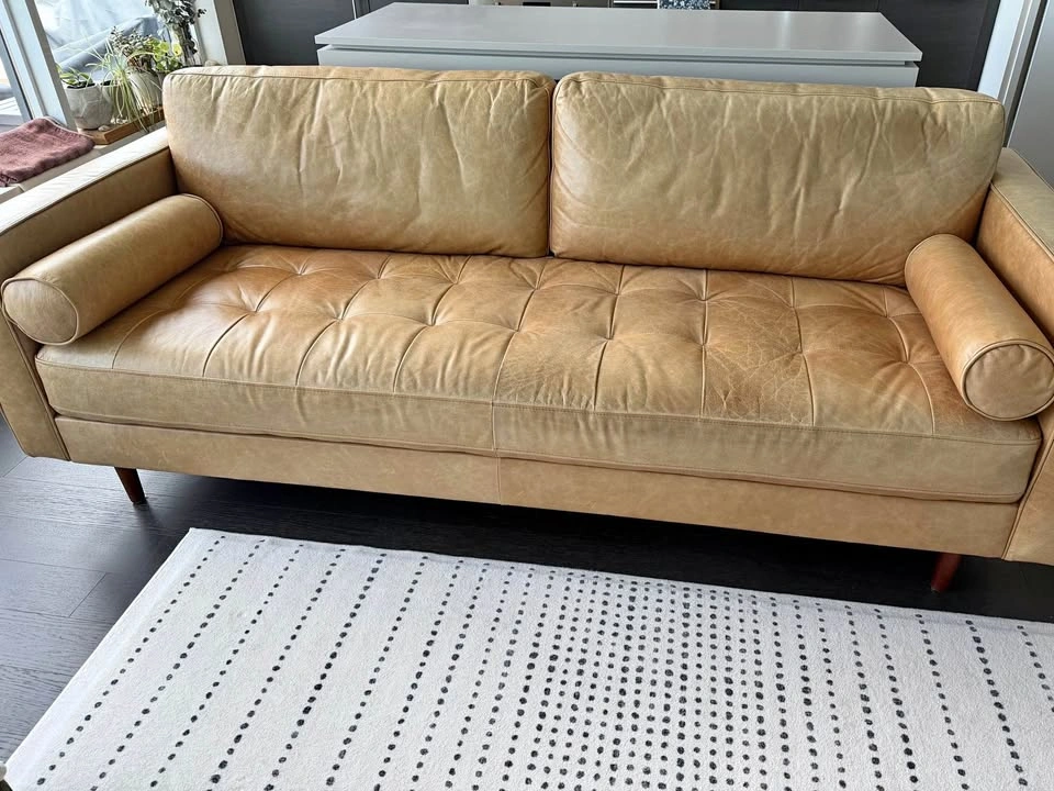 Structube KINSEY 100% leather 3-seater sofa