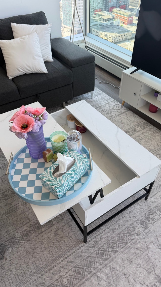 Lift Top Coffee Table with Hidden Storage Compartment - photo 3
