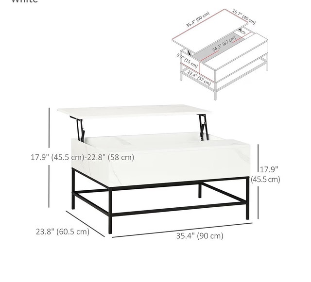 Lift Top Coffee Table with Hidden Storage Compartment - photo 5