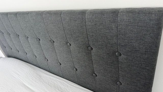 Upholstered Dark Gray Queen Bed Frame and Headboard - photo 3