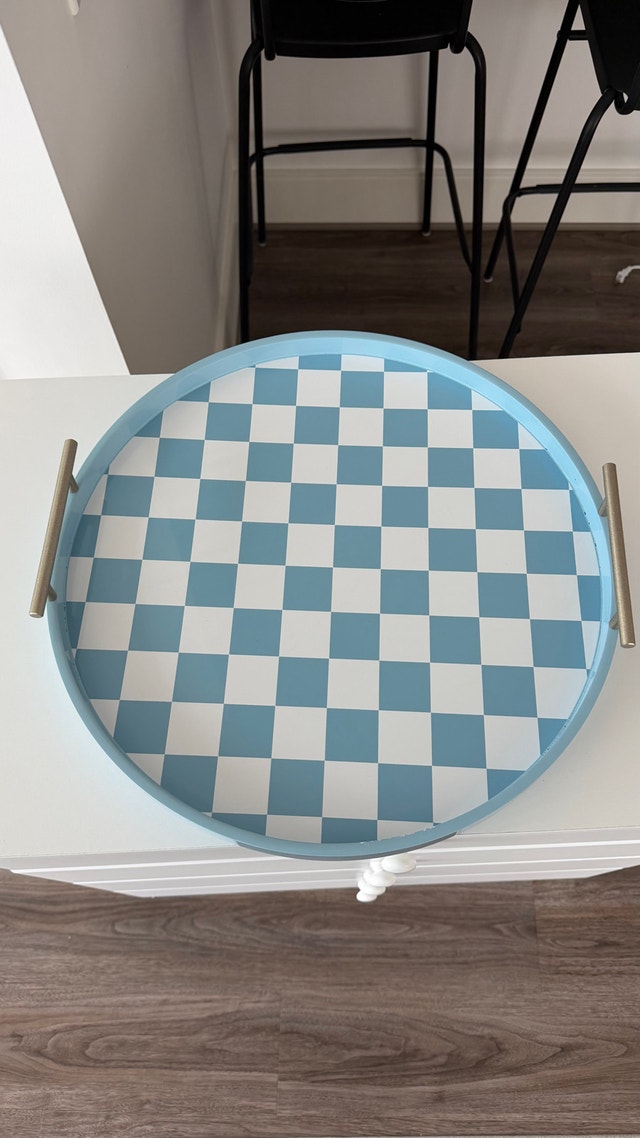 Decorative Blue Checkered Tray