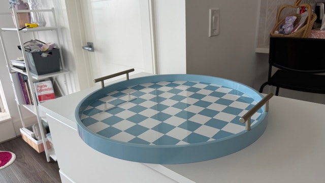 Decorative Blue Checkered Tray - photo 2