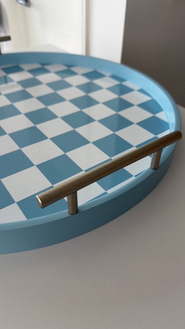Decorative Blue Checkered Tray - photo 3