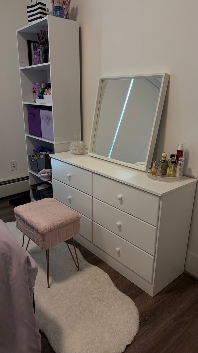 Pink Faux Fur Vanity Chair - photo 5