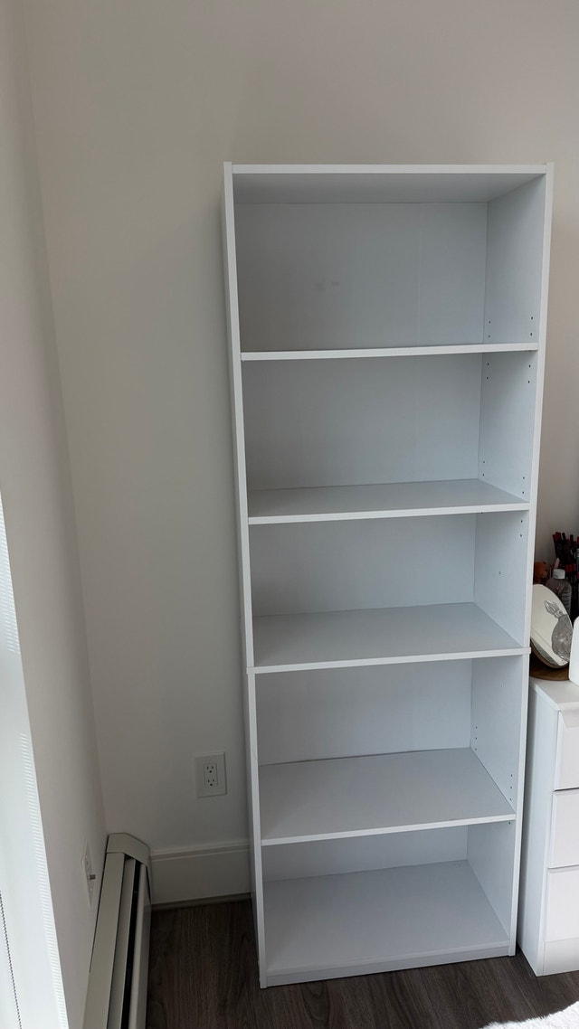 5-Shelf White Display Cabinet