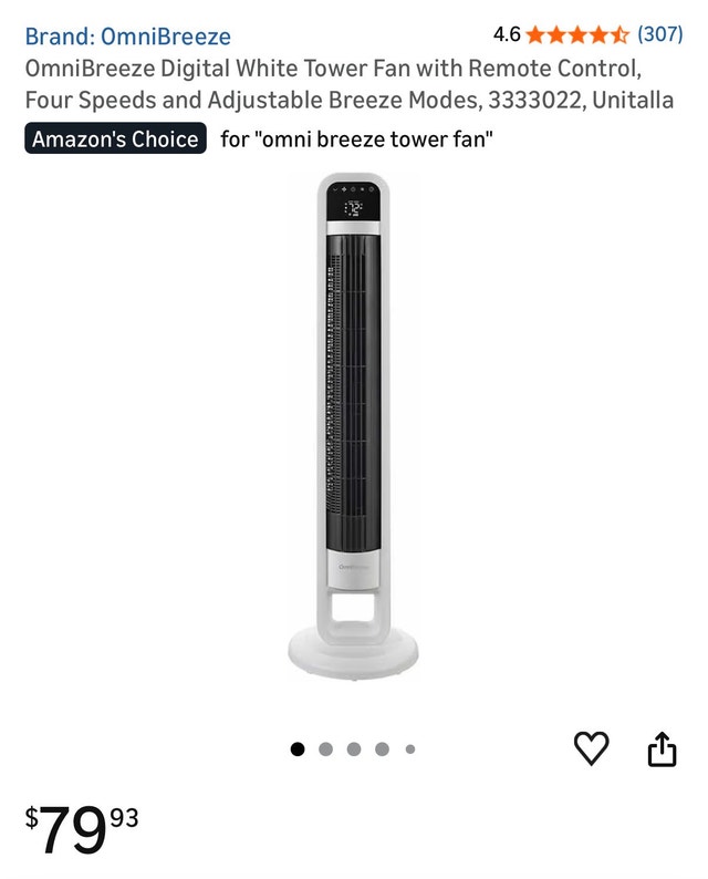 OmniBreeze Digital White Tower Fan with Remote