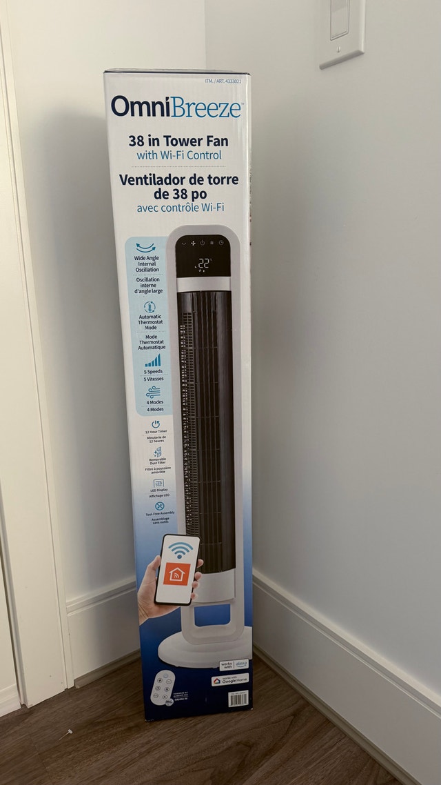 OmniBreeze Digital White Tower Fan with Remote - photo 2