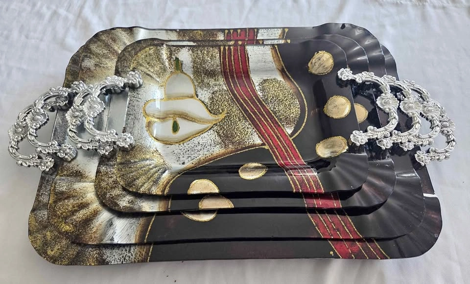 Plexiglass Serving Tray with Silver Handles