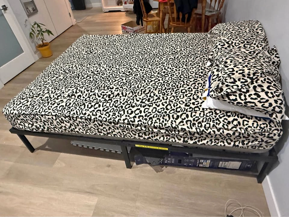 IKEA HAUGESUND Queen Mattress and Metal Bed Frame
