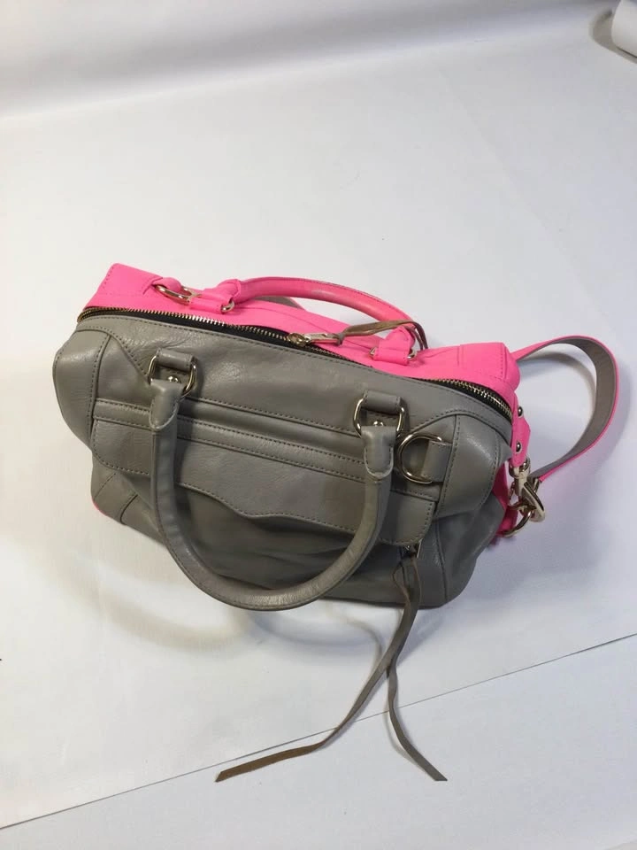 Rebecca Minkoff Hot Pink Gray Leather Satchel Handbag - photo 3