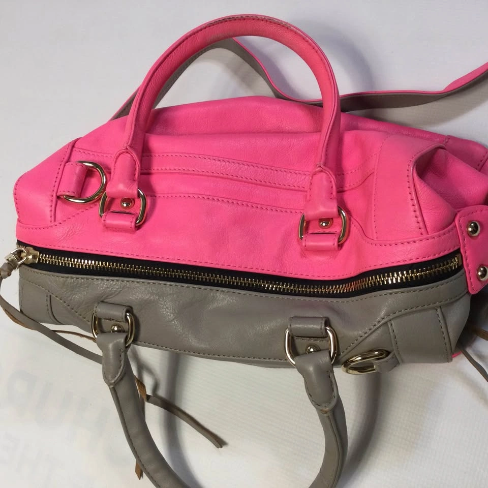 Rebecca Minkoff Hot Pink Gray Leather Satchel Handbag - photo 4