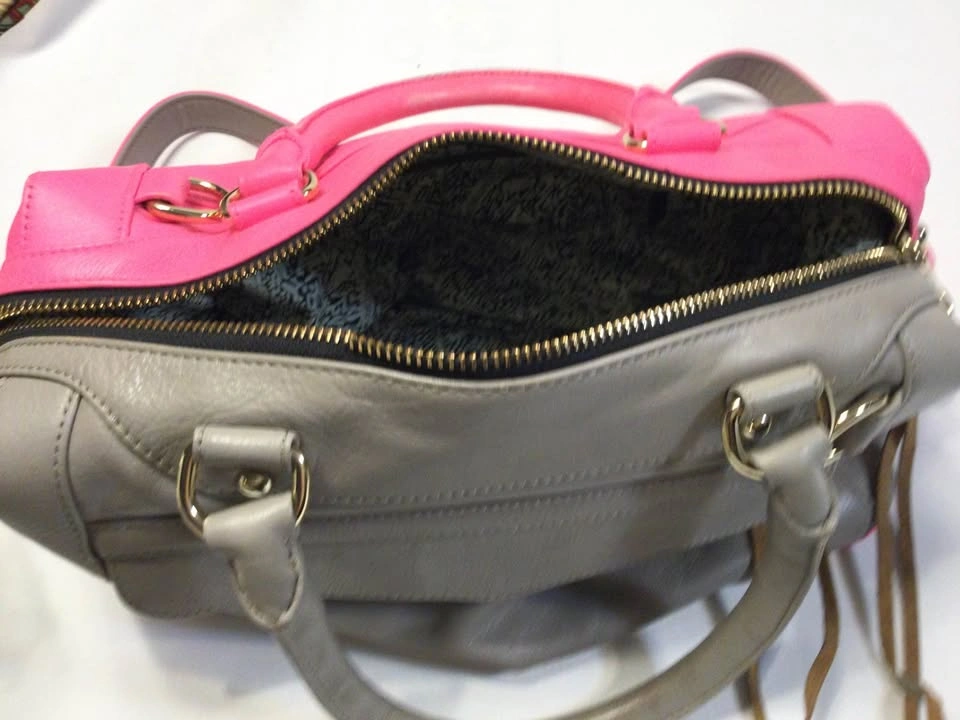 Rebecca Minkoff Hot Pink Gray Leather Satchel Handbag - photo 5