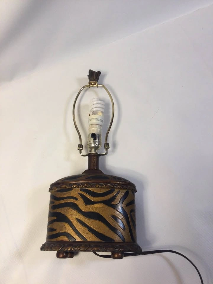 Decorative Gold Black Tiger Print Lamp (No Shade) - photo 2
