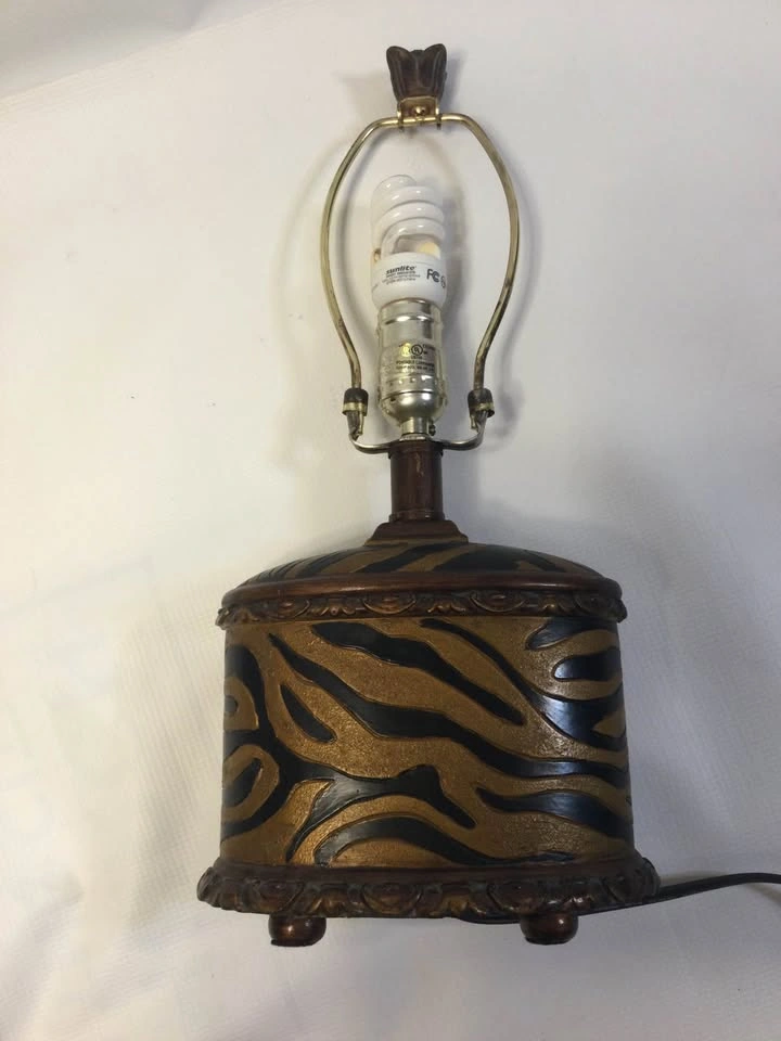 Decorative Gold Black Tiger Print Lamp (No Shade) - photo 3