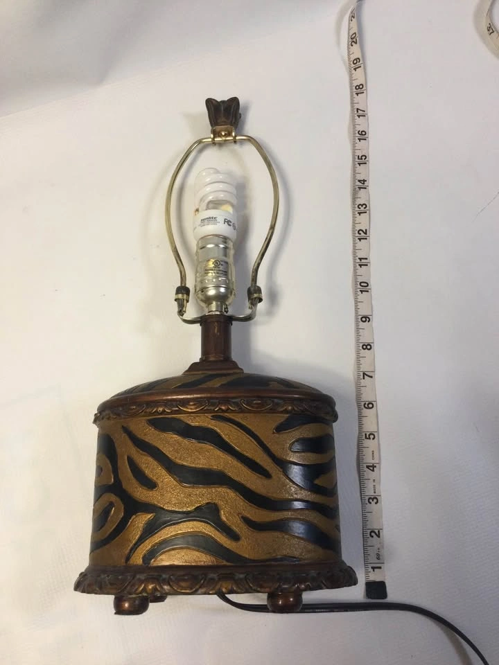 Decorative Gold Black Tiger Print Lamp (No Shade) - photo 4