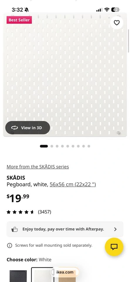 IKEA SKÅDIS Pegboard 22x22" w/ Accessories - photo 3